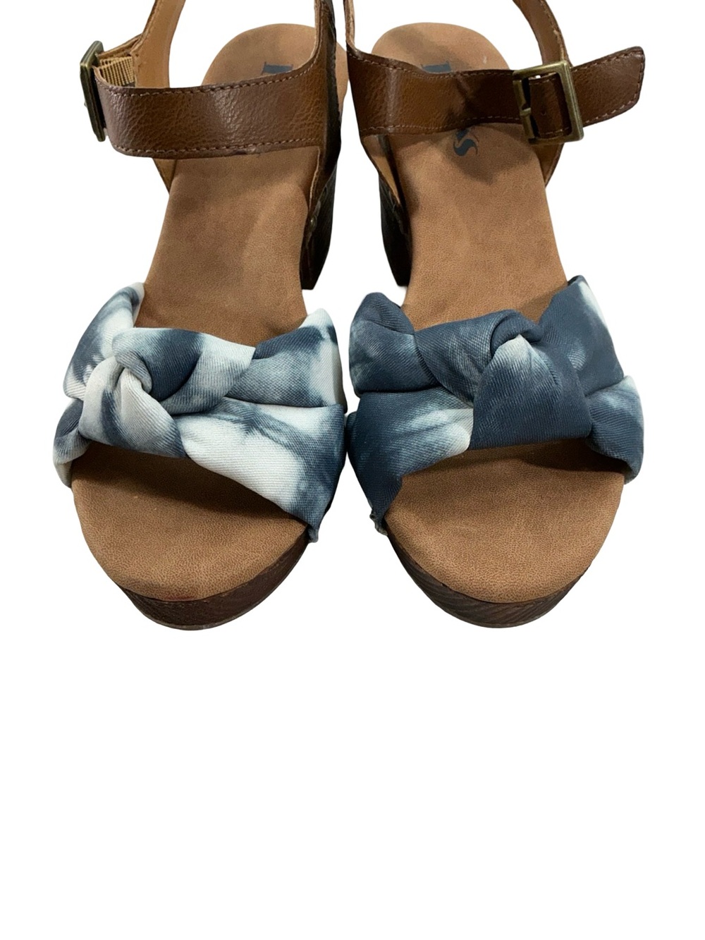 Korks Natalia Blue Combo Knot Platform Clog Sandals Size 10 - Picture 2 of 8